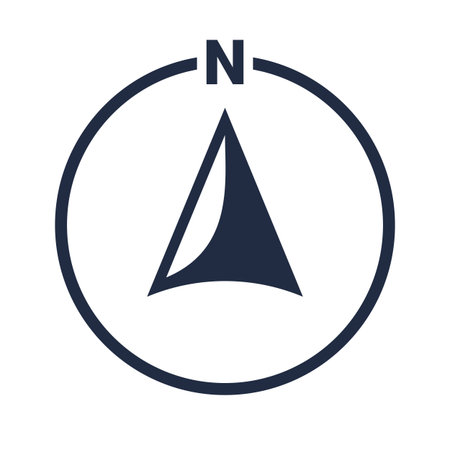 North arrow icon or N direction and navigation point symbol. Vector logo in circle for GPS navigator...