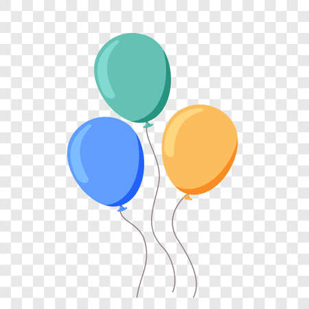 Balloon or ballon flat isolated icons. Vector cartoon birthday party greeting card designのイラスト素材