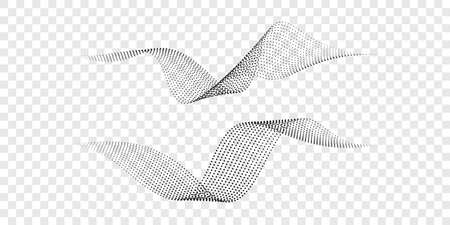 Dot halftone wave pattern. Vector abstract background design of geometric circle swirl graphicのイラスト素材