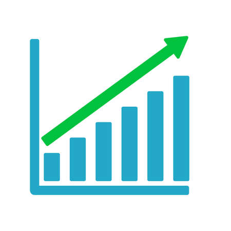 Growth graph business chart with vector bar diagram iconのイラスト素材