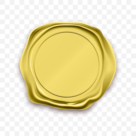 Gold stamp wax seal approval vector. Quality garantee labelのイラスト素材