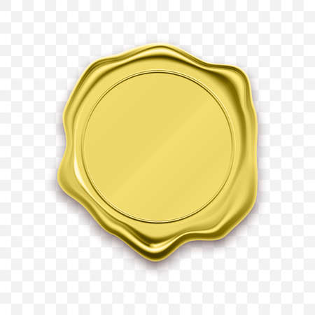 Gold stamp wax seal approval vector. Quality garantee labelのイラスト素材