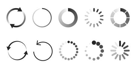 Load icon. Circle website buffer loader or preloader. Vector donload or upload status iconのイラスト素材