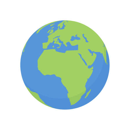 Earth globe icon. World planet with Africa map. Vector illustrationのイラスト素材