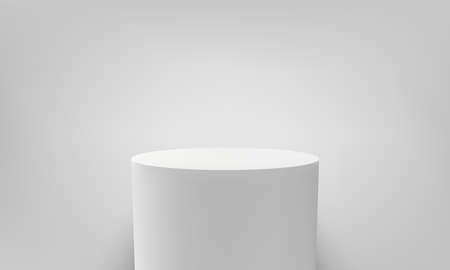 Podium scene or 3D round pillar stand scene and winner pedestal in studio on vector gray or white minimal backgroundのイラスト素材