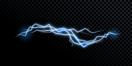 Electricity lightning thunderbolt vector realistic isolated thunder light on transparent background