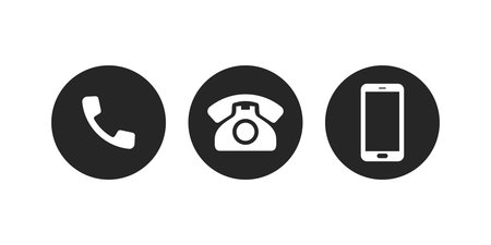 Mobile phone call vector icons. Telephone or smartphone call contact support helpdesk web icon