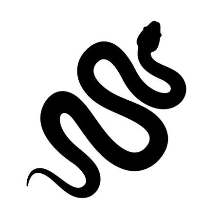 Snake cobra or anaconda silhouette vector icon. Long snake creepingのイラスト素材