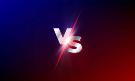 VS versus vector background. Red and blue mma fight competition VS light blast sparkle templateのイラスト素材