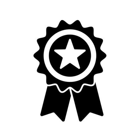 Reward grade star, award ribbon or prize medal badge vector iconのイラスト素材