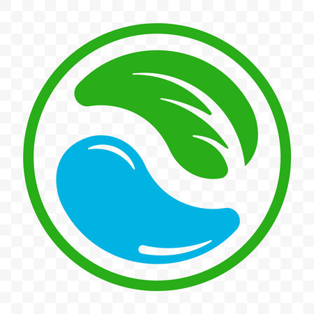 Recyclable icon, biodegradable plastic free package template. Bio degradable plastic green leaf vector labelのイラスト素材