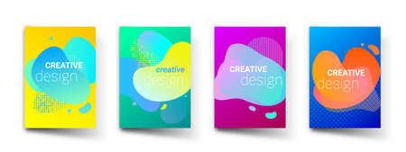 Liquid color gradient pattern background, creative art graphic design. Vector modern geometric fluid shapes texture backgrounds for cover templatesのイラスト素材