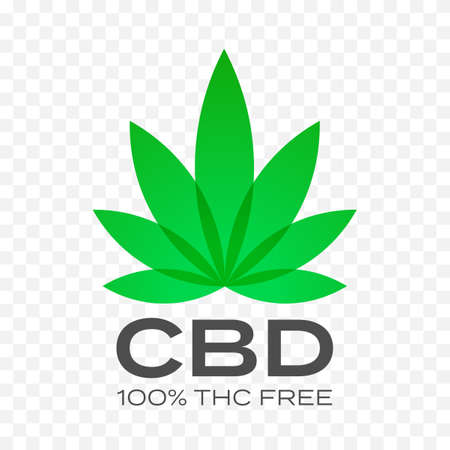CBD free cannabis leaf vector icon. 100 percent cannabis THC free, medical canabis hemp stampsのイラスト素材