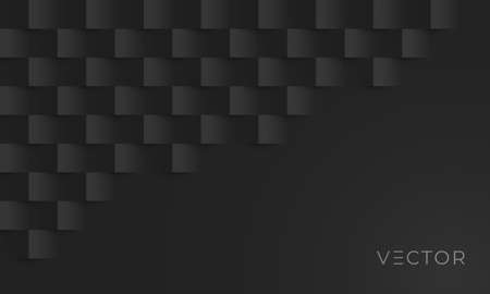 Black geometric texture pattern background. Abstract 3d square paper creative graphic design. Wallpaper and modern business backgroundのイラスト素材