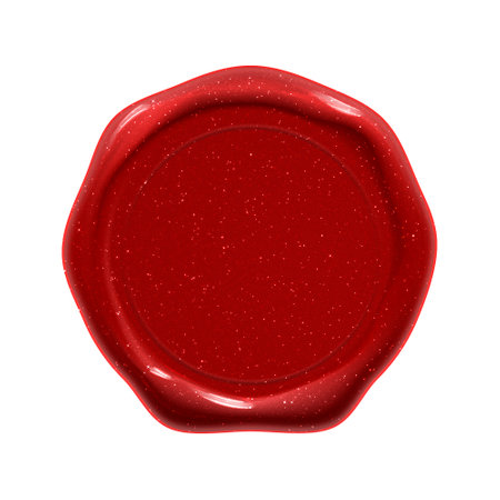 Wax seal stamp, red guarantee certificate and quality labelの写真素材