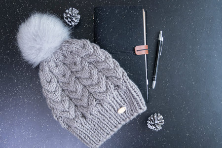 winter knitted hat handmade as a gift, christmas ball,
