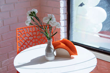 epidemic empty lonely table in a cafe,の写真素材