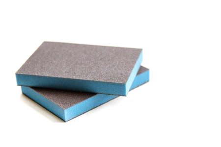 sponges for washing dishes for metal on a white backgrounの写真素材