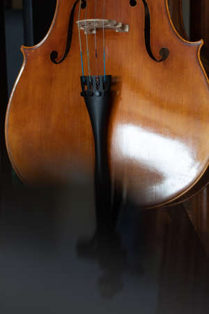 abstract form of a brown wooden cello music for an orchestraの写真素材