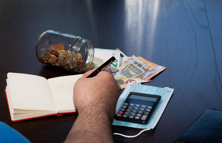 state of the home economy after covid19 and mask confinement, with notebook entries and income and...