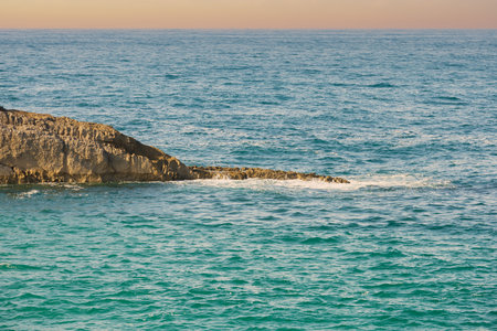 sea with rocks with open space and copy spaceの写真素材