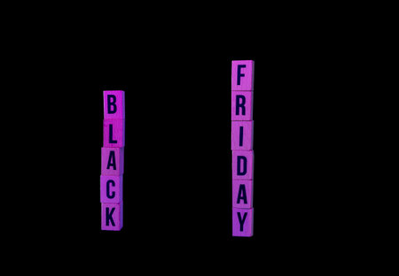 Black Friday lettering announcing bargain sales on black backgroundの写真素材