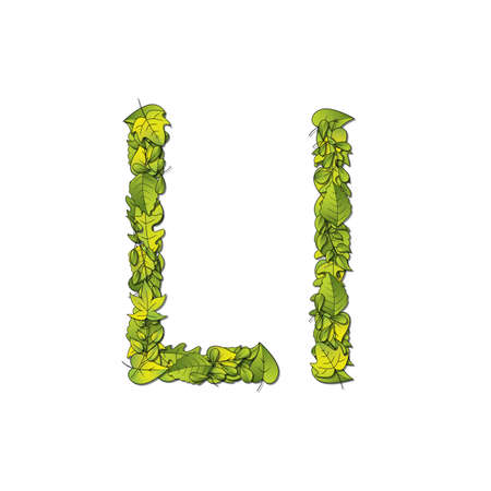 Leafy storybook font depicting a letter L in upper and lower case のイラスト素材