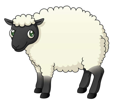 Illustration of a cartoon sheep のイラスト素材