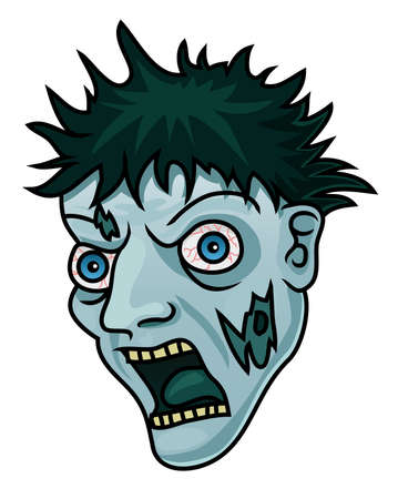 A cartoon halloween zombie head or mask のイラスト素材