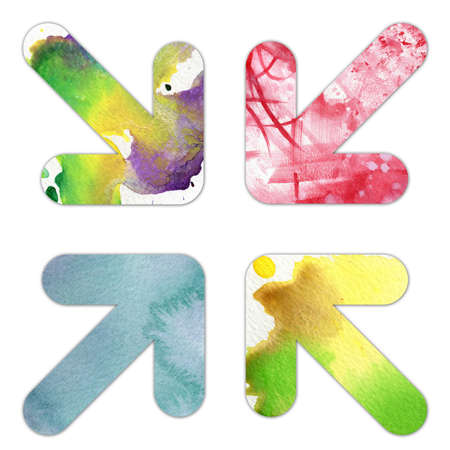 A set of 4 different watercolor textured arrows の写真素材