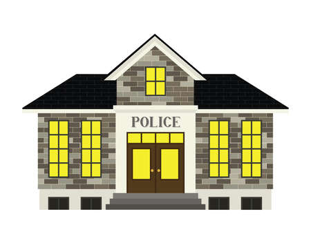 A simple stylized police station illustration のイラスト素材