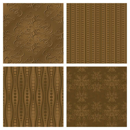 A set of 4 elegant sepia toned seamlessly repeatable patterns のイラスト素材