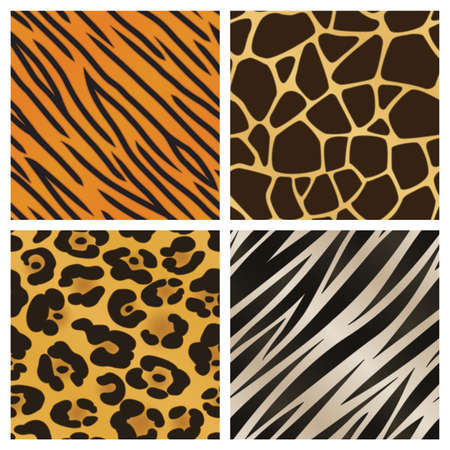 A collection of four different animal print backgrounds  Seamlessly repeatable のイラスト素材