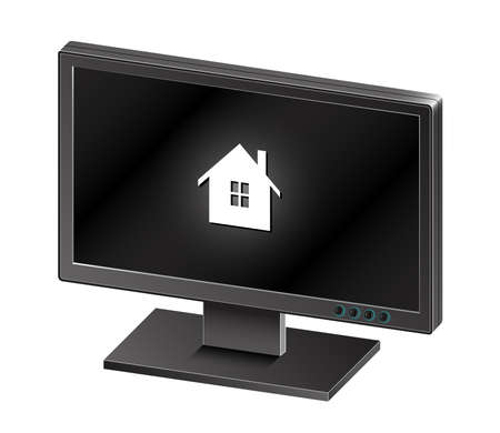Realistic illustration of a black widescreen monitor.のイラスト素材