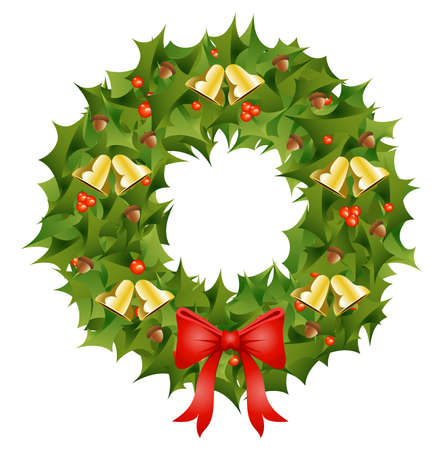 Illustration depicting a festive Christmas wreath のイラスト素材