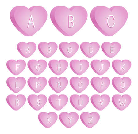 An uppercase font set of pink valentine s day candies のイラスト素材