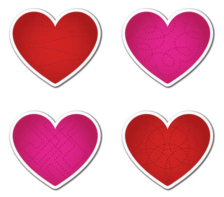 Set of four red and pink valentine s day tags のイラスト素材