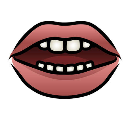 Illustration of a cartoon mouth with lips parted seductively のイラスト素材