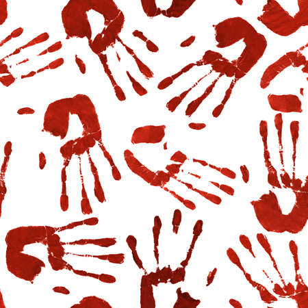 Background depicting bloody handprints at various angles  Seamlessly Repeatable の写真素材