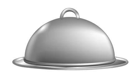 Illustration of a covered metal serving platter のイラスト素材