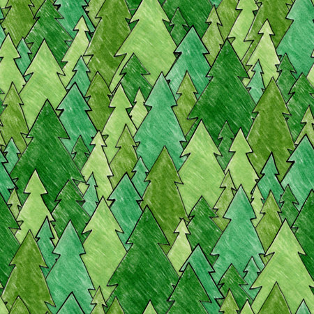 Hand drawn forest Seamlessly repeatable 