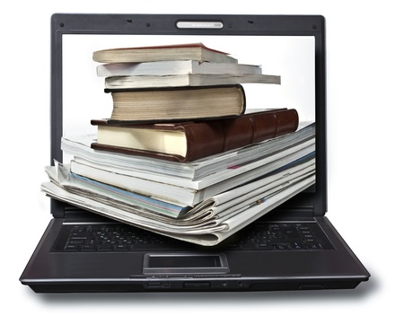 Computer and booksの写真素材