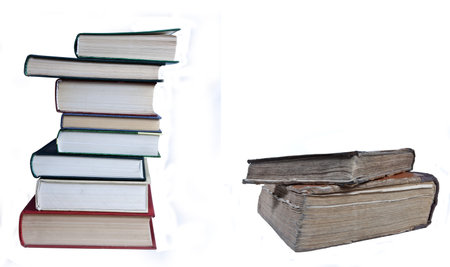  Pile of books isolated on a white backgroundの写真素材