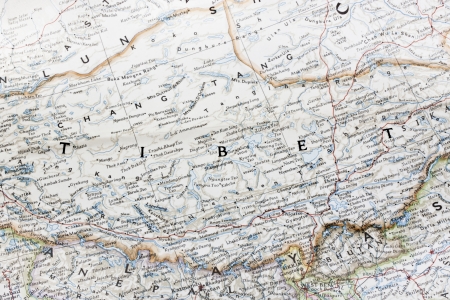 Old paper  map of Tibetの写真素材