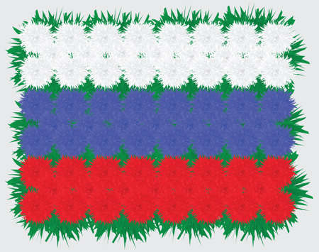 Russian flag made of flowers of carnations. Vector illustration of Day of Russia.のイラスト素材