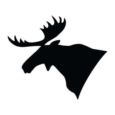 Silhouette of a moose's head on white background. Vector illustration.のイラスト素材
