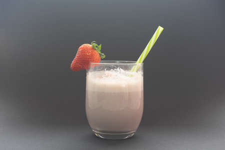 Strawberry smoothie in a glass cup. Highly recommended drink for our health. It is a very healthy drink.の写真素材