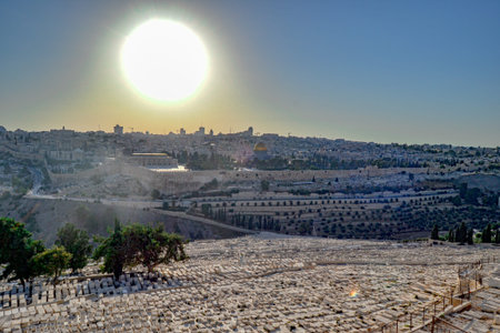 Sunset in the old city of Jerusalem.の写真素材