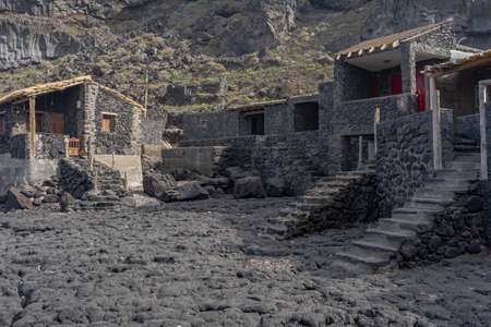 Houses in the Well of Las Calcosas. A must visit place on the Island of El Hierro. They are houses built with rocks.のeditorial素材