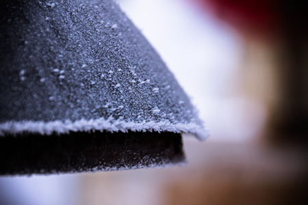 Frost on a metal street lamp - detail.の写真素材